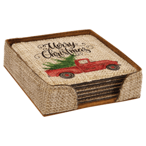 4" x 4" Burlap Coaster Set – Custom Image