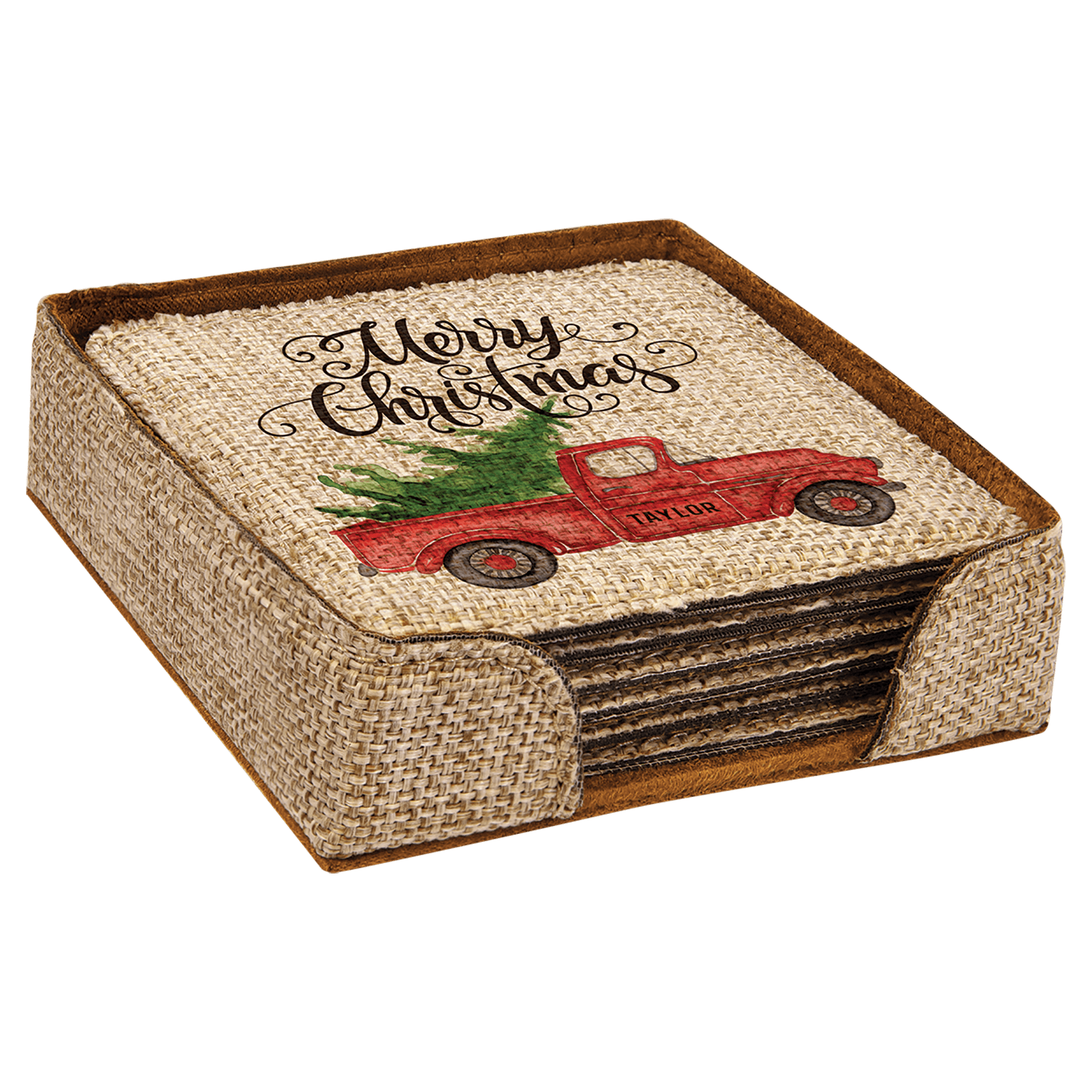 4" x 4" Burlap Coaster Set – Custom Image